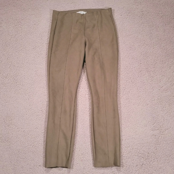 LOGG Womens Pants Suede Feel Pull On Slim Leg Luxury Tan Brown Womens Size 12 - Picture 1 of 8